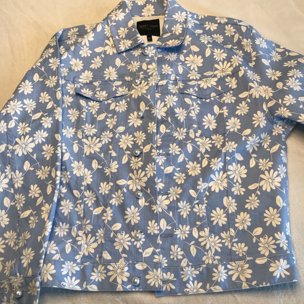 Juicy Couture Denim Jean Jacket (S) with Daisies